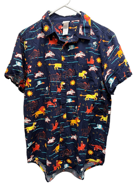Vintage Disney The Lion King Shirt Button Up Mens Size Large Cotton